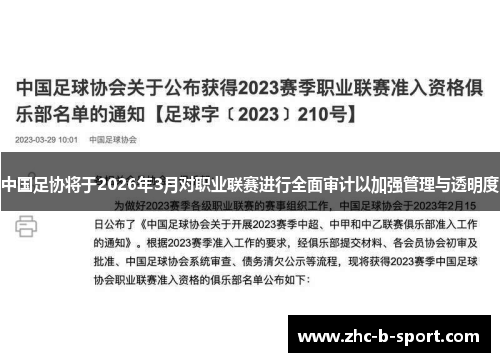 中国足协将于2026年3月对职业联赛进行全面审计以加强管理与透明度 中国足协将于2026年3月对职业联赛进行全面审计以加强管理与透明度